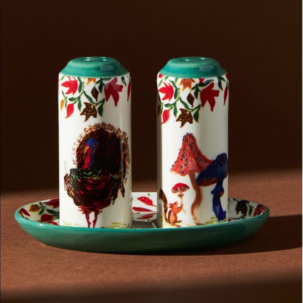 NWOT Anthro Inslee Fariss Autumn Turkey Salt and Pepper Shakers - Picture 2 of 6